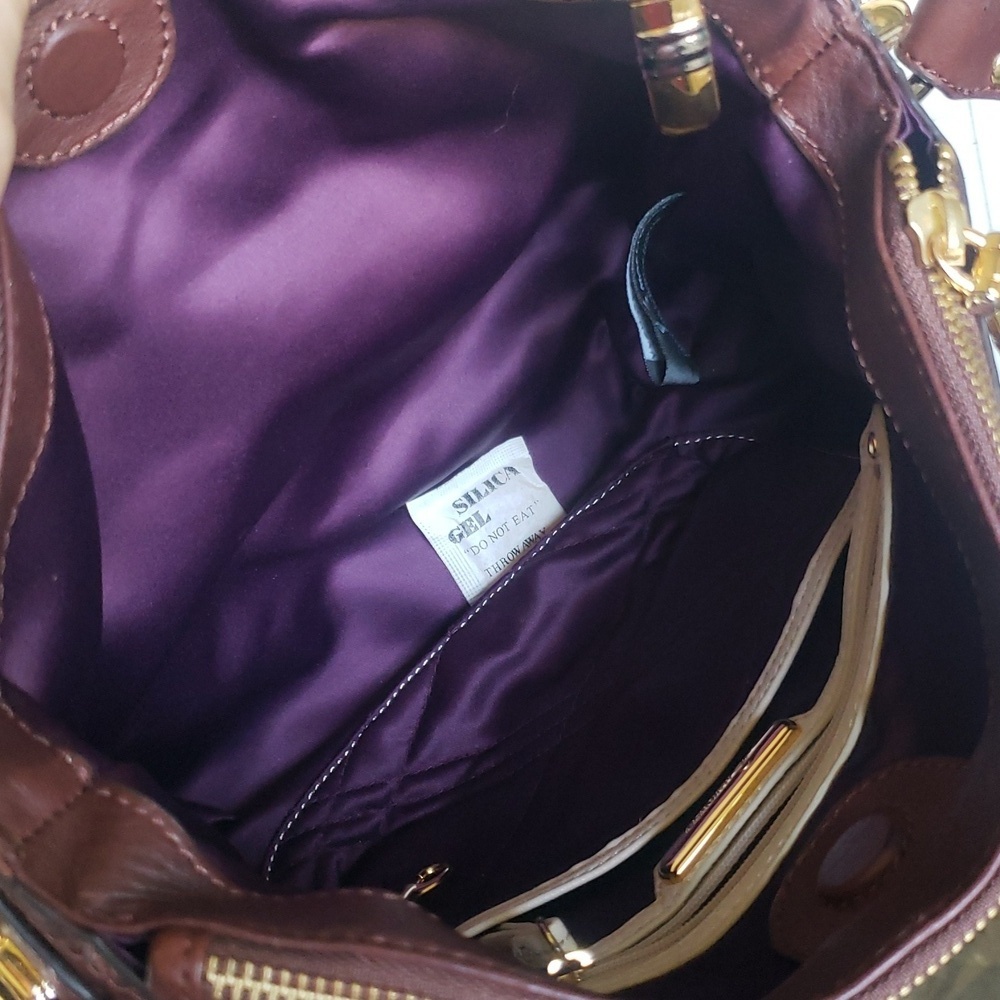 B. Makowsky Brown and Cream Shoulder Bag - Picture 7 of 8